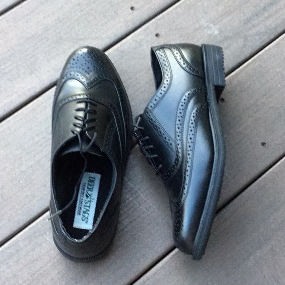 NWOT, Mens Deer Stags black leather dress shoes, 9.5 M
